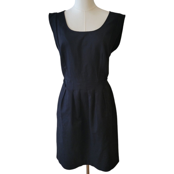 LOFT Black Cotton Linen Blend Sleeveless Dress Size 10 - Picture 1 of 5